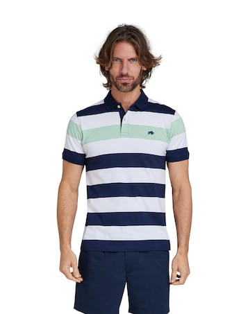 Raging Bull Irregular Stripe Jersey Polo Apple Green
