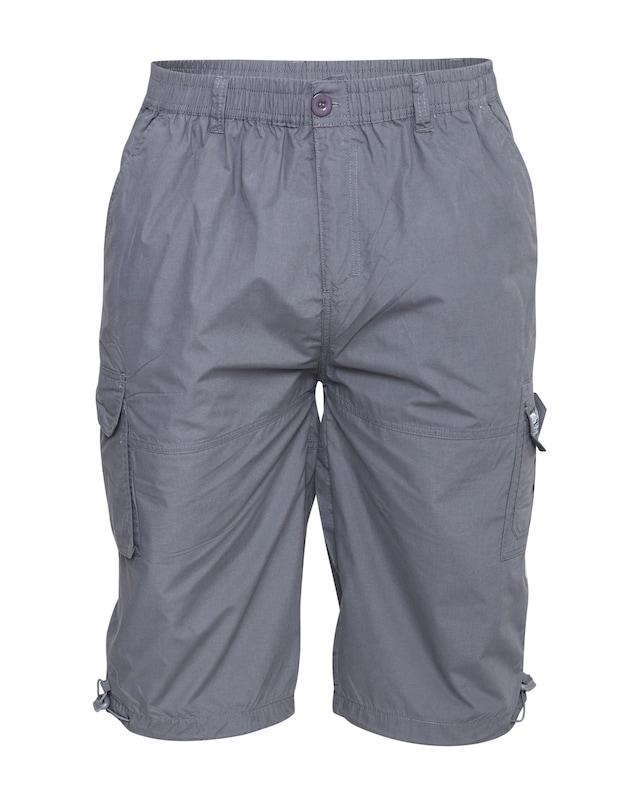 D555 Big & Tall Mason Elasticated Waist Drawcord Cargo Capri Pant - Grey