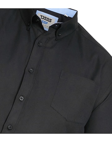 D555 Big & Tall Richard L/S Button Down Oxford Shirt with Chest Pocket - Black