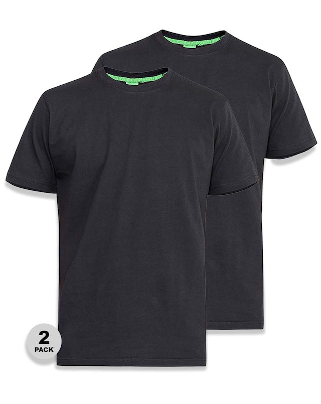 D555 Big & Tall Fenton Pack of 2 Crew Neck T-Shirt - Black