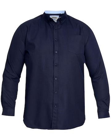 D555 Big & Tall Richard L/S Button Down Oxford Shirt with Chest Pocket - Navy