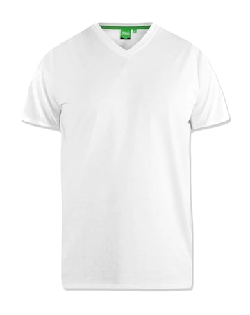 D555 Big & Tall Signature Premium Weight Combed Cotton V Neck T-Shirt - White