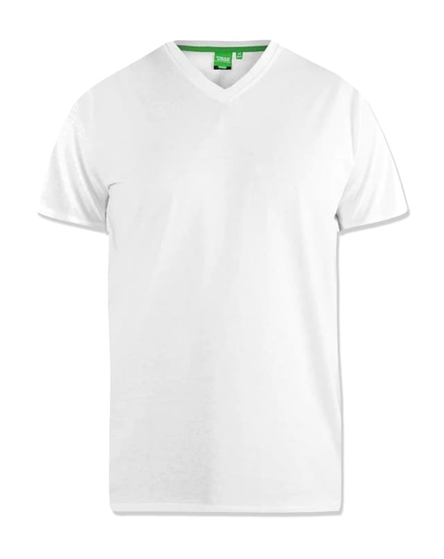 D555 Big & Tall Signature Premium Weight Combed Cotton V Neck T-Shirt - White
