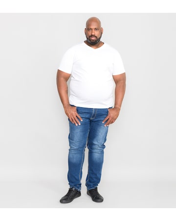 D555 Big & Tall Signature Premium Weight Combed Cotton V Neck T-Shirt - White