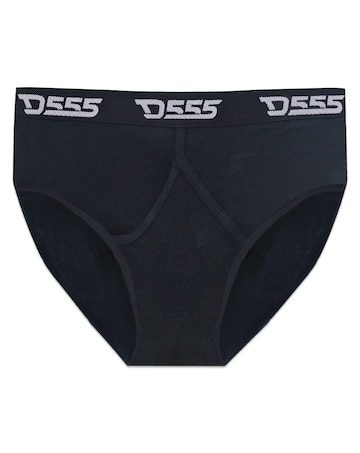 D555 Big & Tall Thompson Pack of 2 Y Front Cotton Briefs - Black