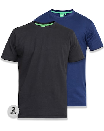 D555 Big & Tall Fenton Pack of 2 Crew Neck T-Shirt - Black/Navy