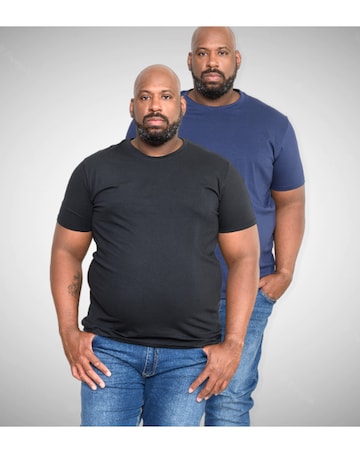 D555 Big & Tall Fenton Pack of 2 Crew Neck T-Shirt - Black/Navy