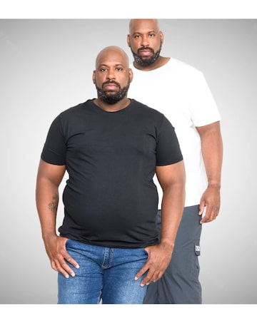 D555 Big & Tall Fenton Pack of 2 Crew Neck T-Shirt - Black/White