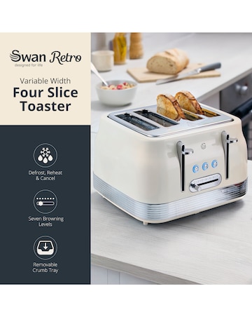 Swan Retro Revive 4 Slice Toaster Cream