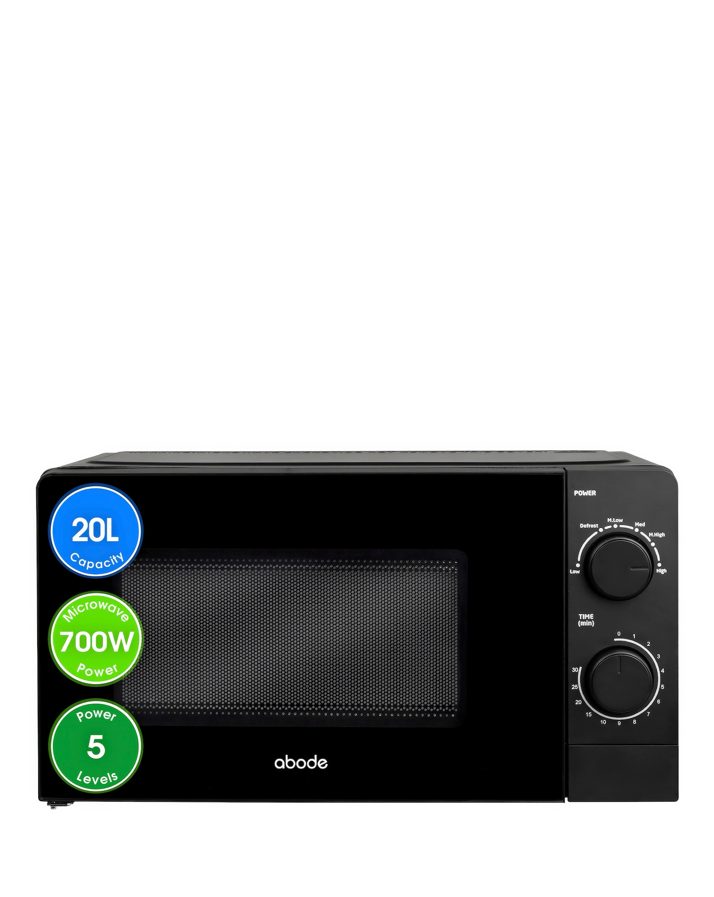 New In - Abode 20 Litre Black Manual Microwave