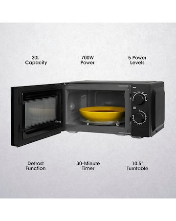 Abode 20 Litre Black Manual Microwave