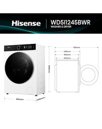 Hisense KitchenFit 5i Series WD5I1245BWR 12kg/8kg Washer Dryer - White