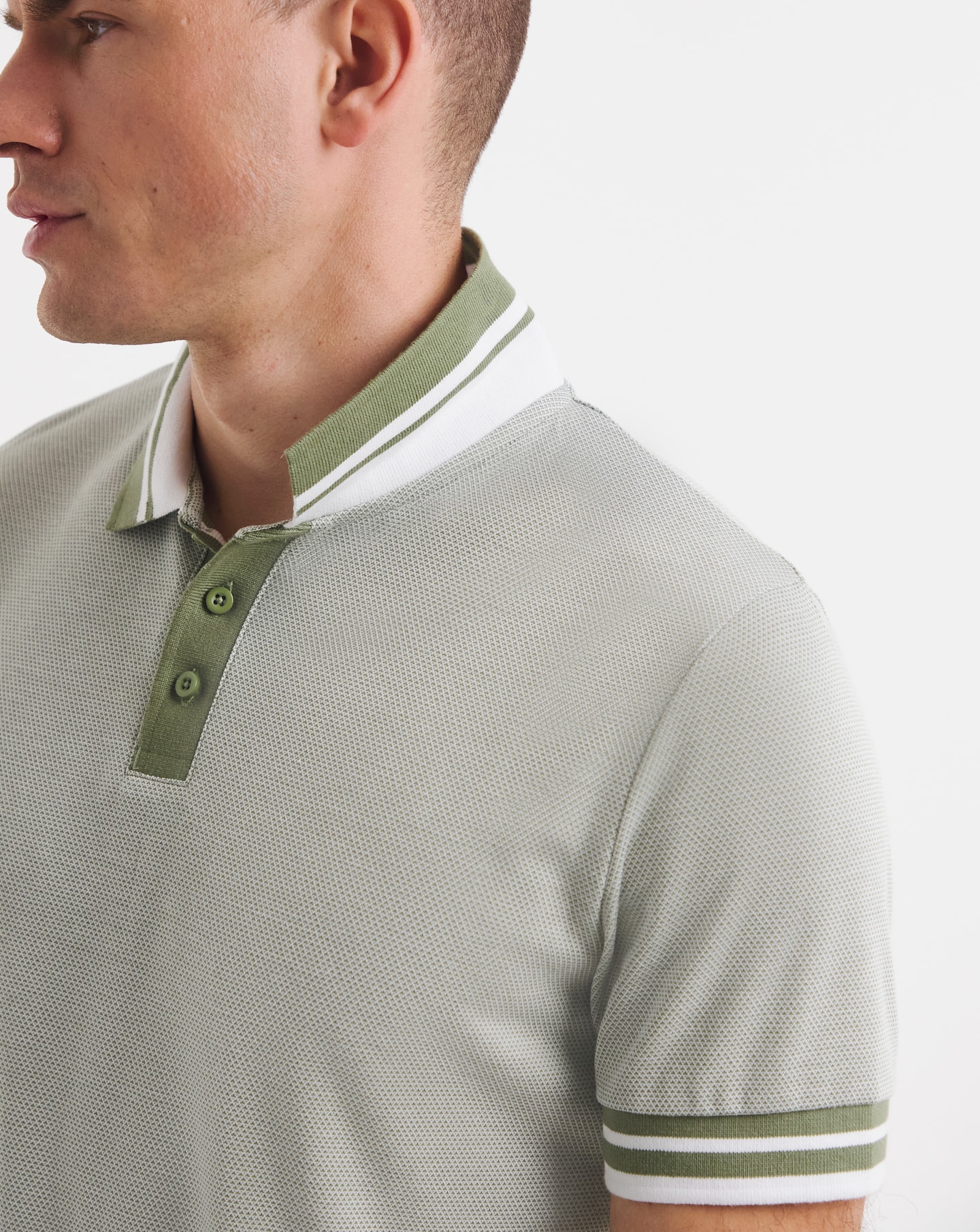 New In - Tipped Jacquard Pique Polo Shirt Long