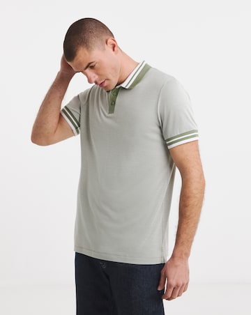 Tipped Jacquard Pique Polo Shirt Long