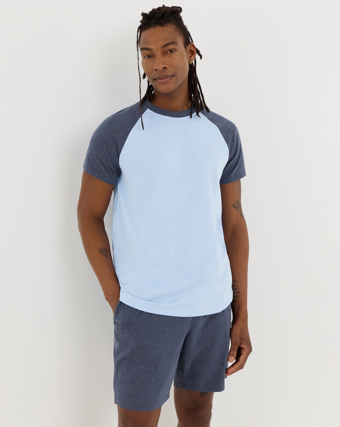 New In - Raglan Marl T-Shirt And Short PJ Set