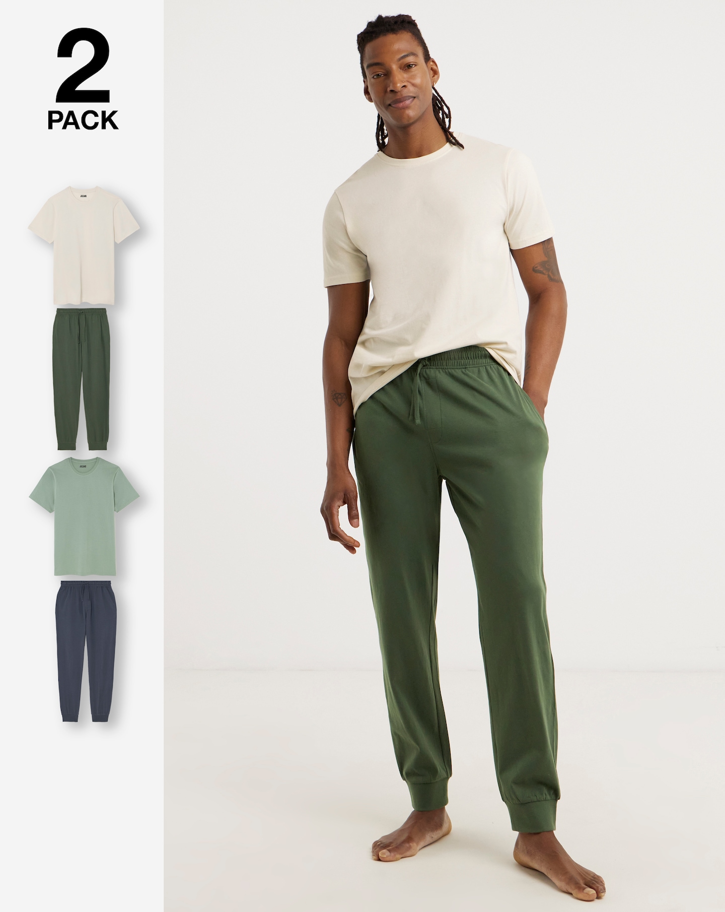 New In - 2 Pack T-Shirt And Cuffed Hem PJs