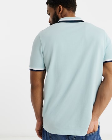 Tipped Pique Polo Shirt Long- Blue