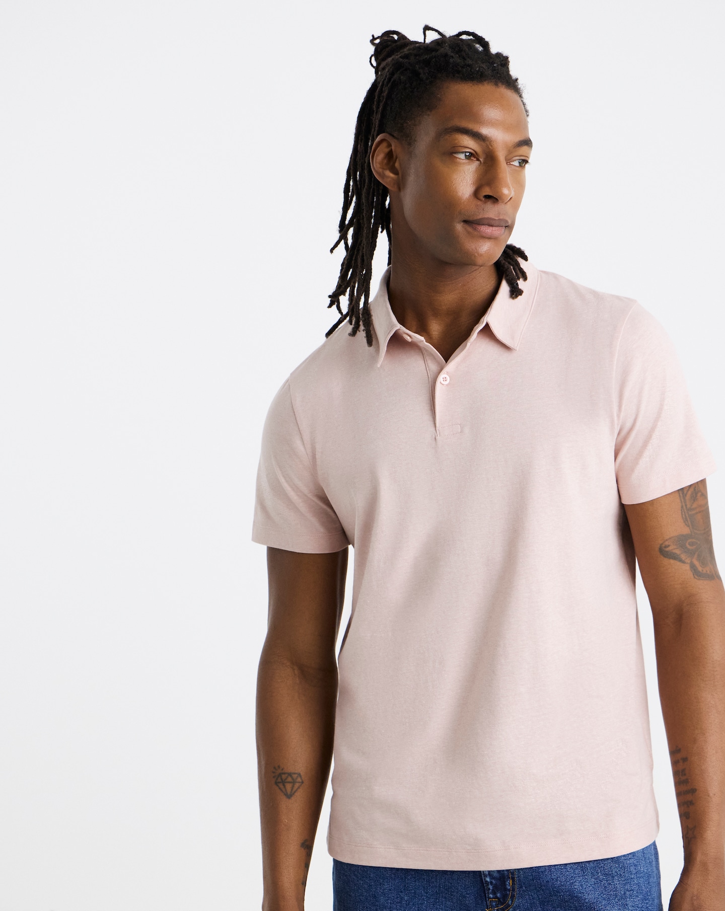 New In - Marl Jersey Polo Shirt Long