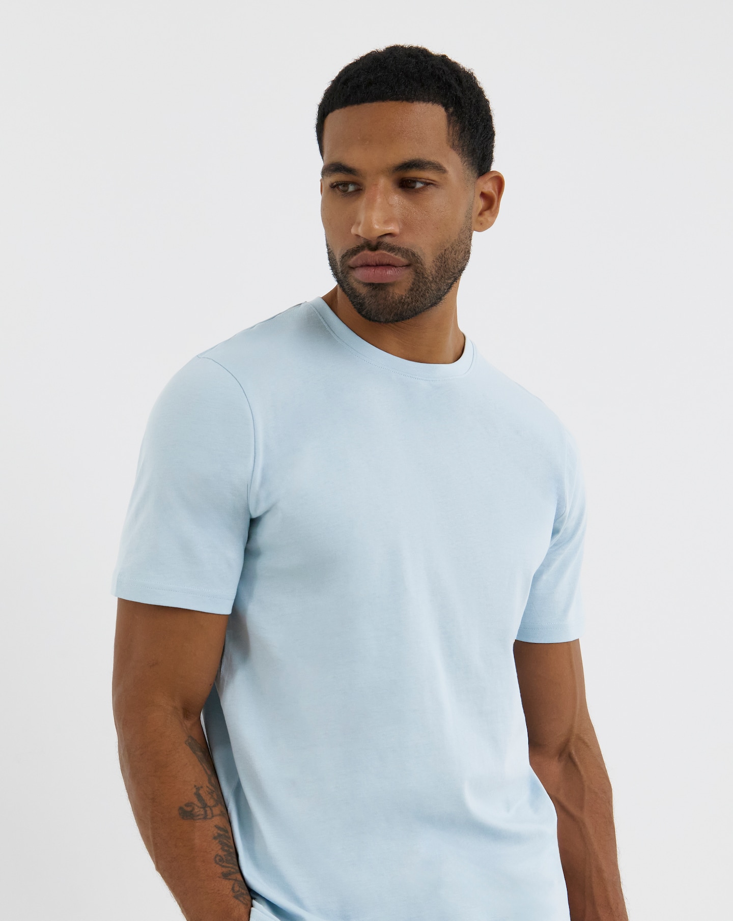 New In - Pure Cotton Crew Neck T-Shirt Long-Blue