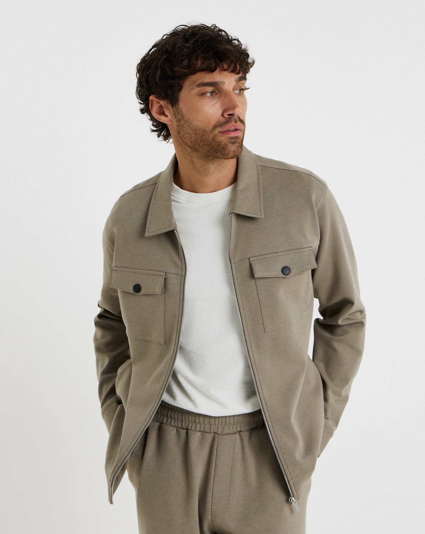 Folio Interlock Zip Shacket - Stone