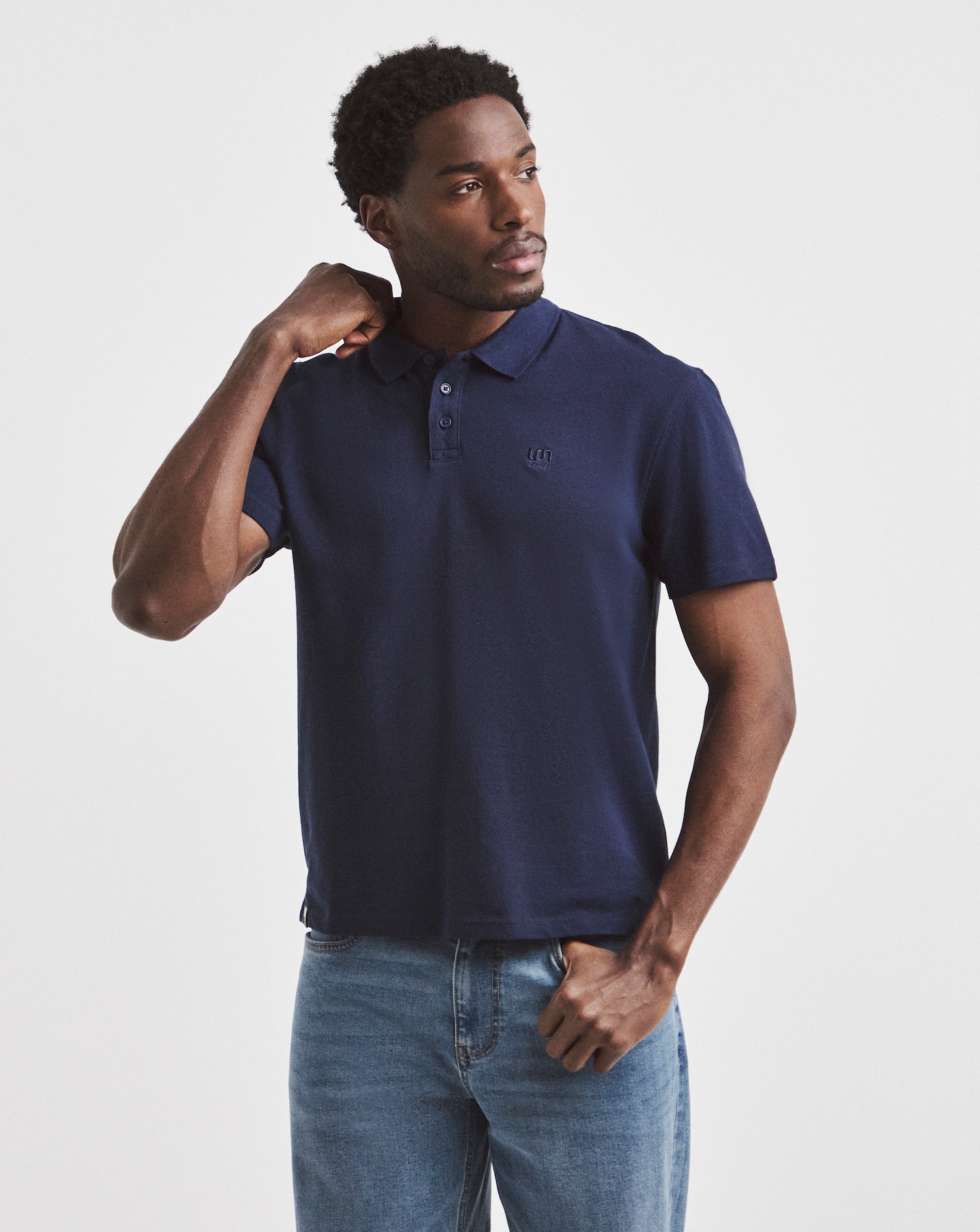 New In - Union Relaxed Fit Pique Polo - Navy
