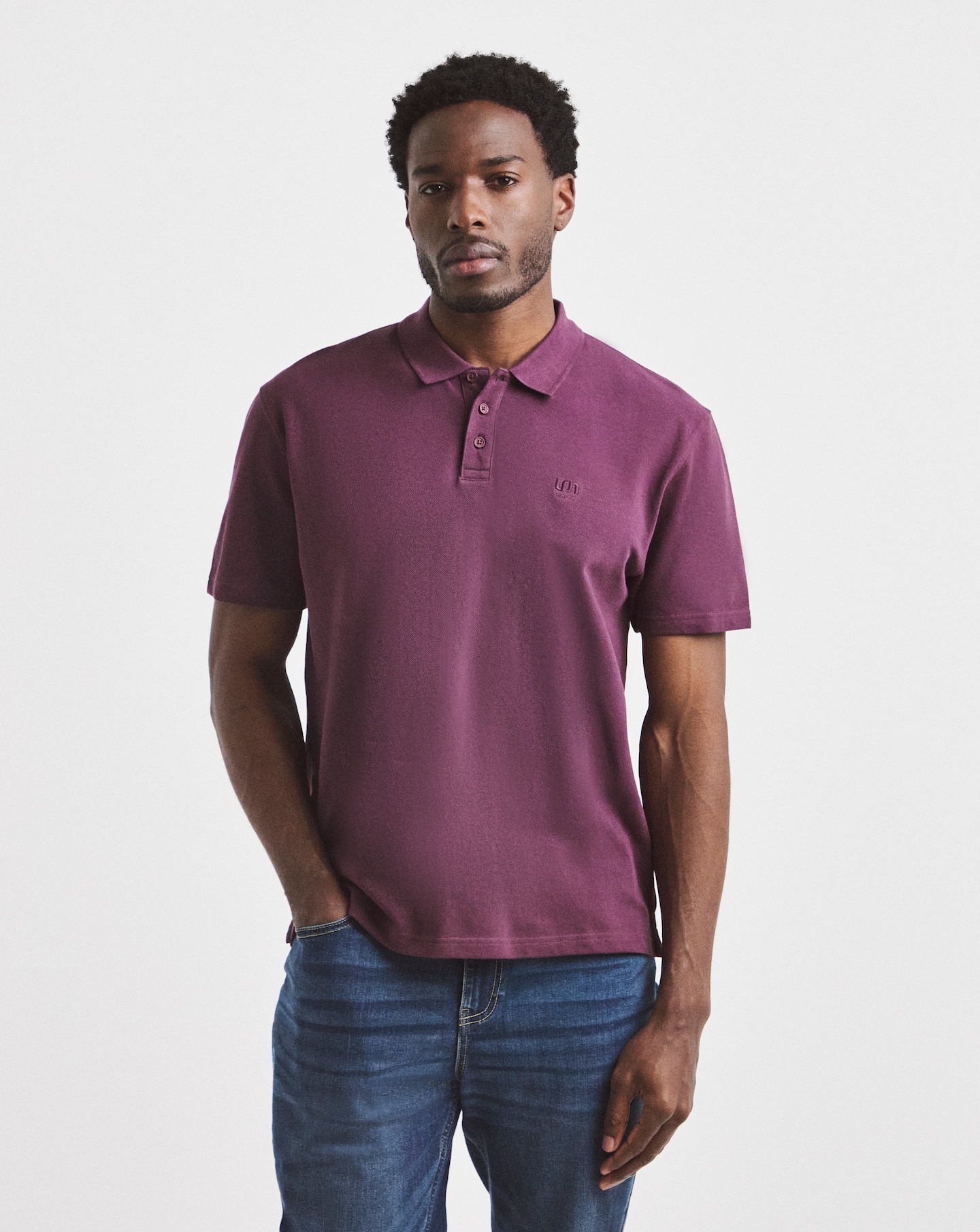 New In - Union Relaxed Fit Pique Polo - Plum