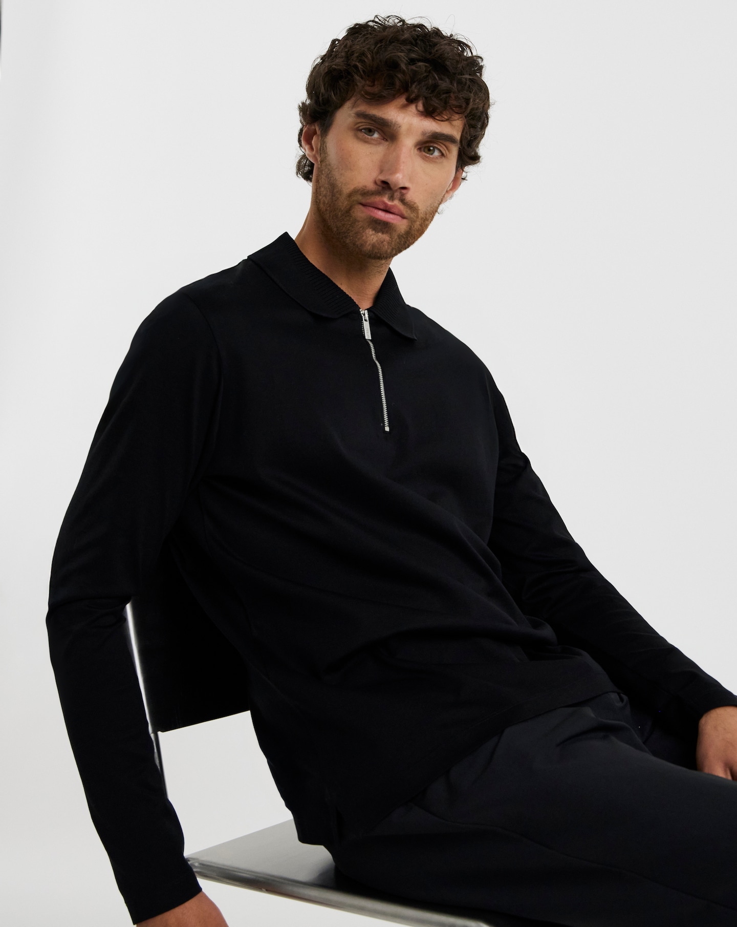 Folio Supima Zip Long Sleeve Polo