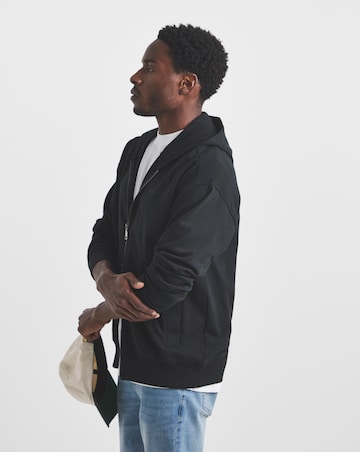 Union Full Zip Relaxed Fit Hoodie-Black