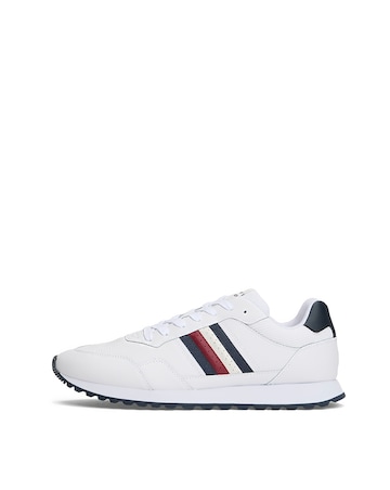 Tommy Hilfiger Leather Stripe Runner Trainer - White