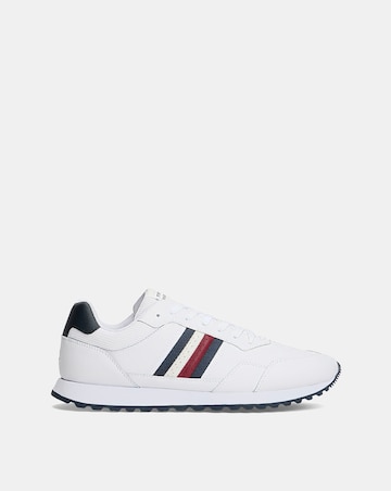Tommy Hilfiger Leather Stripe Runner Trainer - White