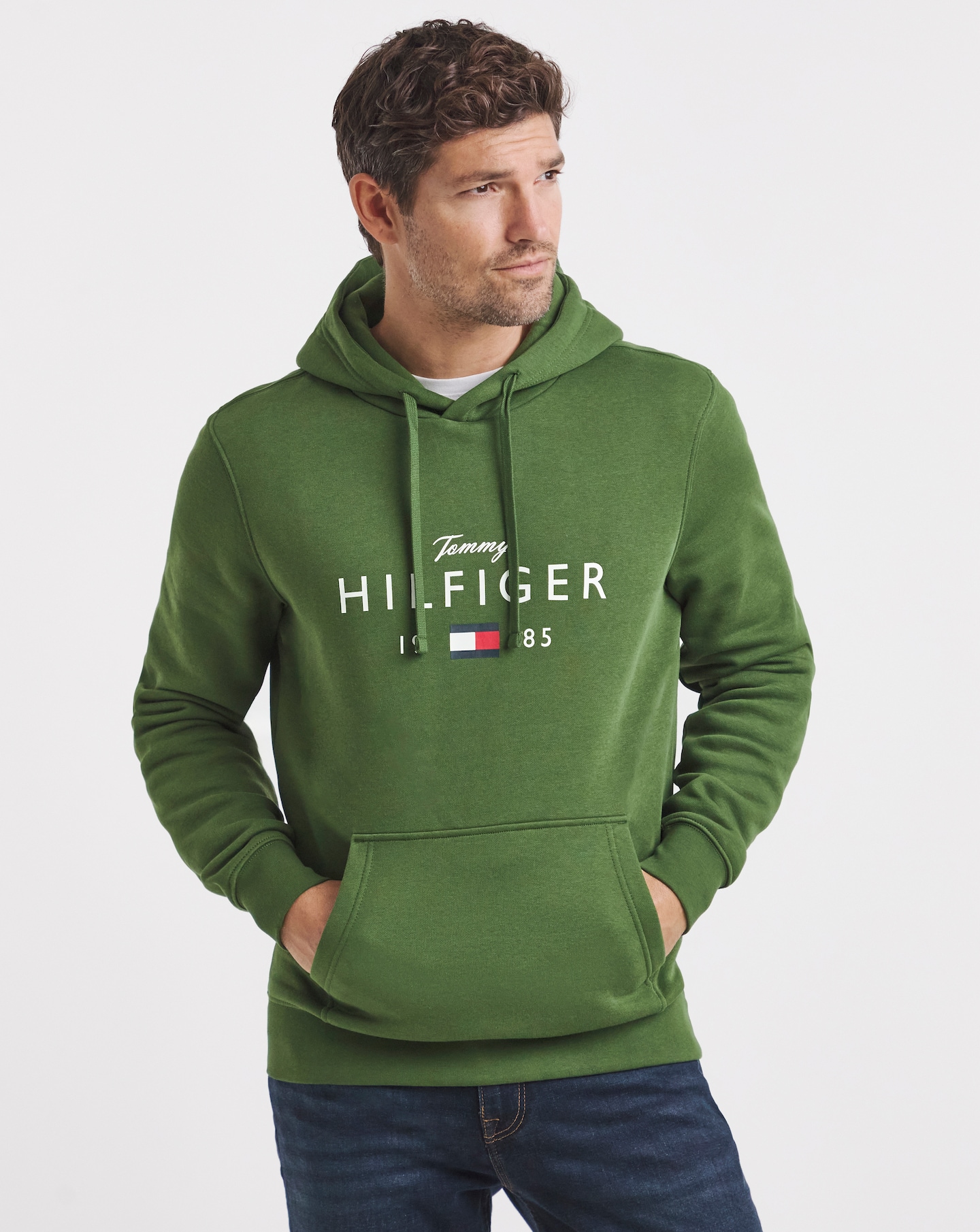 New In - Tommy Hilfiger Logo Hoodie - Pine Green