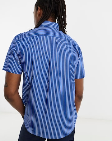 Tommy Hilfiger Short Sleeve Flex Poplin Stripe Shirt - Blue