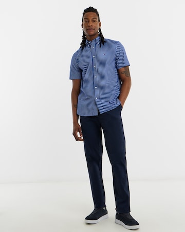 Tommy Hilfiger Short Sleeve Flex Poplin Stripe Shirt - Blue