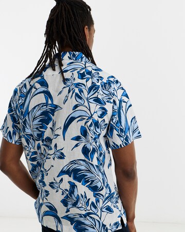 Tommy Hilfiger Short Sleeve Linen Floral Shirt - White