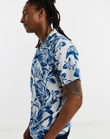 Tommy Hilfiger Short Sleeve Linen Floral Shirt - White