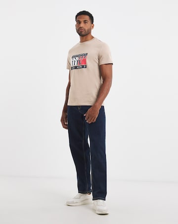 Tommy Jeans Short Sleeve Slim Flag T-Shirt - Taupe