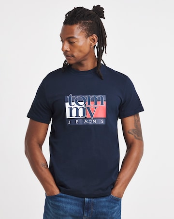 Tommy Jeans Short Sleeve Slim Flag T-Shirt - Navy