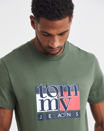 Tommy Jeans Short Sleeve Slim Flag T-Shirt - Green