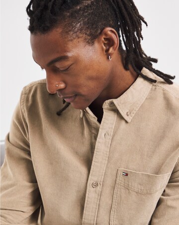 Tommy Jeans Long Sleeve Baby Cord Shirt -Taupe