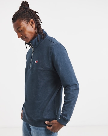 Tommy Jeans Tonal Badge 1/4 Zip Sweat - Navy Heather