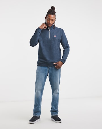 Tommy Jeans Tonal Badge 1/4 Zip Sweat - Navy Heather