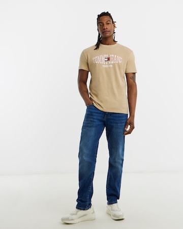 Tommy Jeans Short Sleeve Regular Waving Flag T-Shirt - Gold