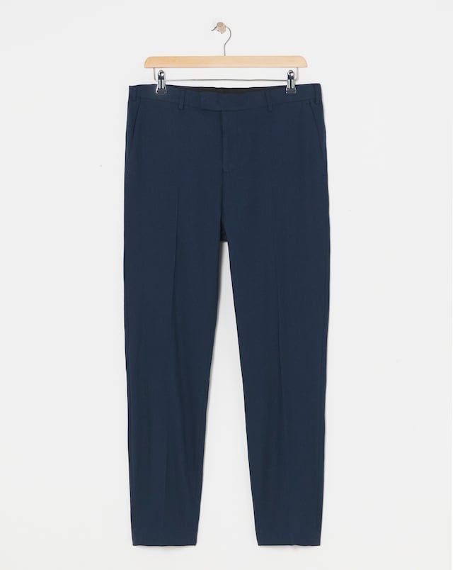 Linen Blend Trouser - Navy