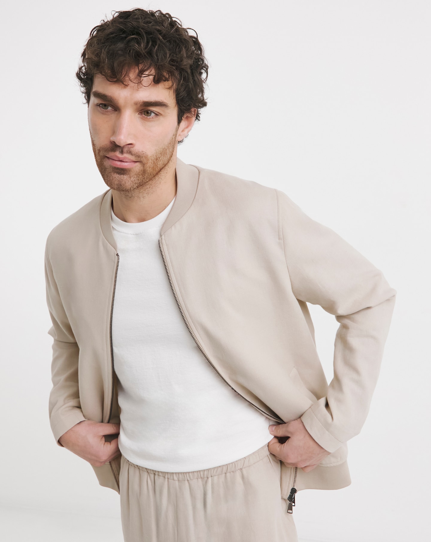 Tailored Linen Bomber