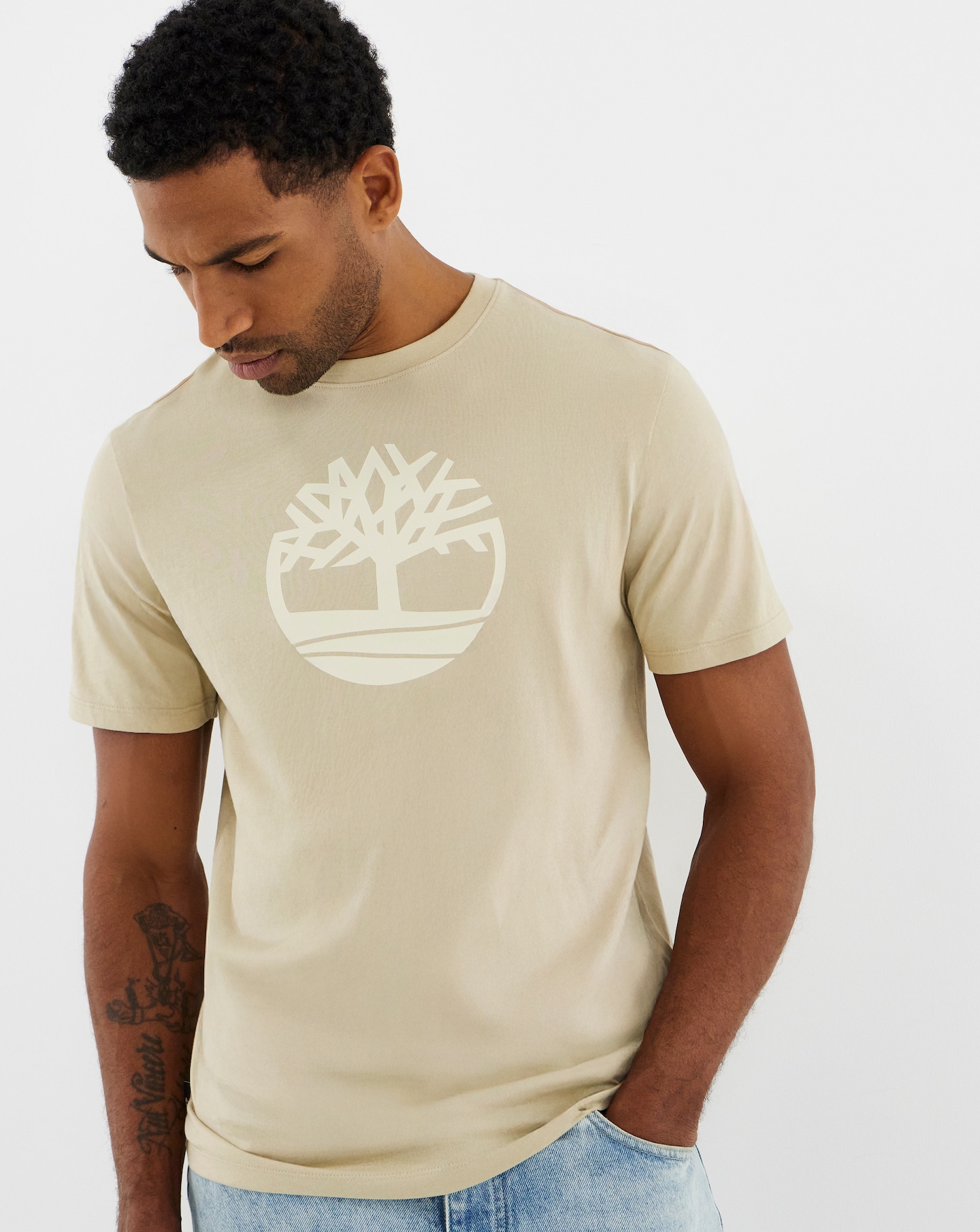 New In - Timberland Tree Logo T-Shirt - Stone