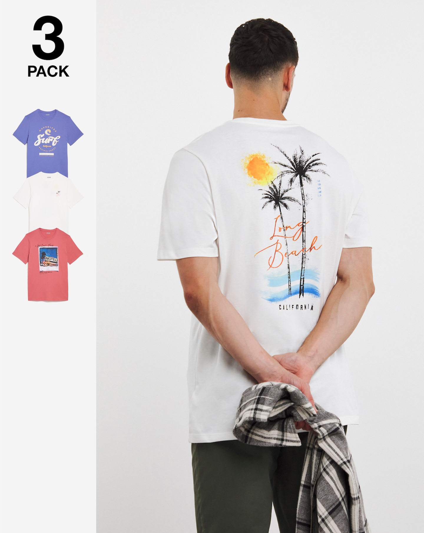 3 Pack Cali Print Graphic T-shirts