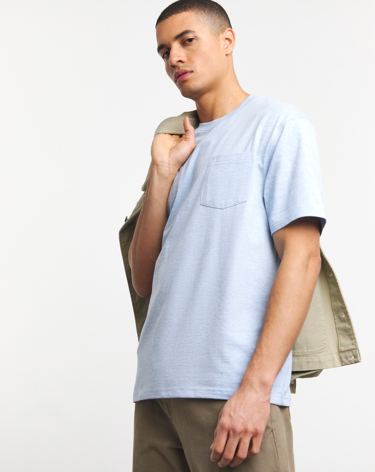 Relaxed Fit Marl Pocket T-Shirt