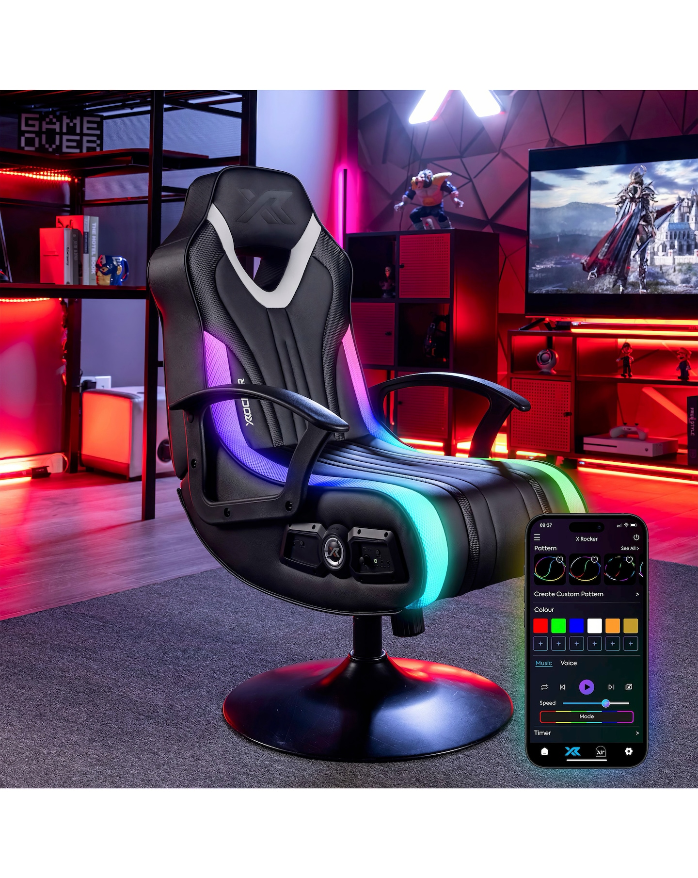 X Rocker Fury RGB Pedestal Gaming Chair