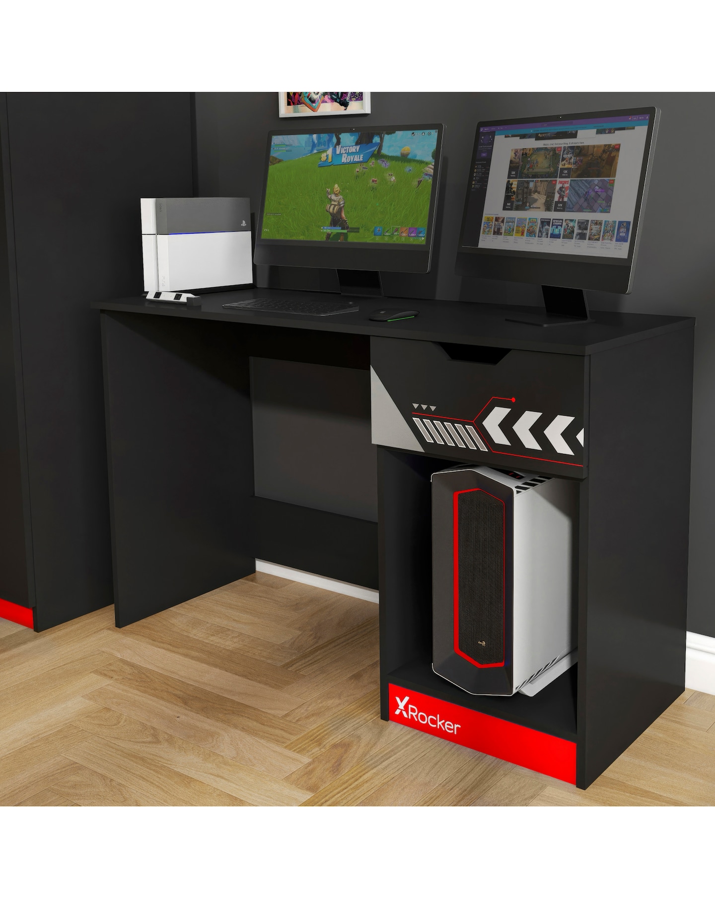 Octane Gaming Desk with Drawer Red