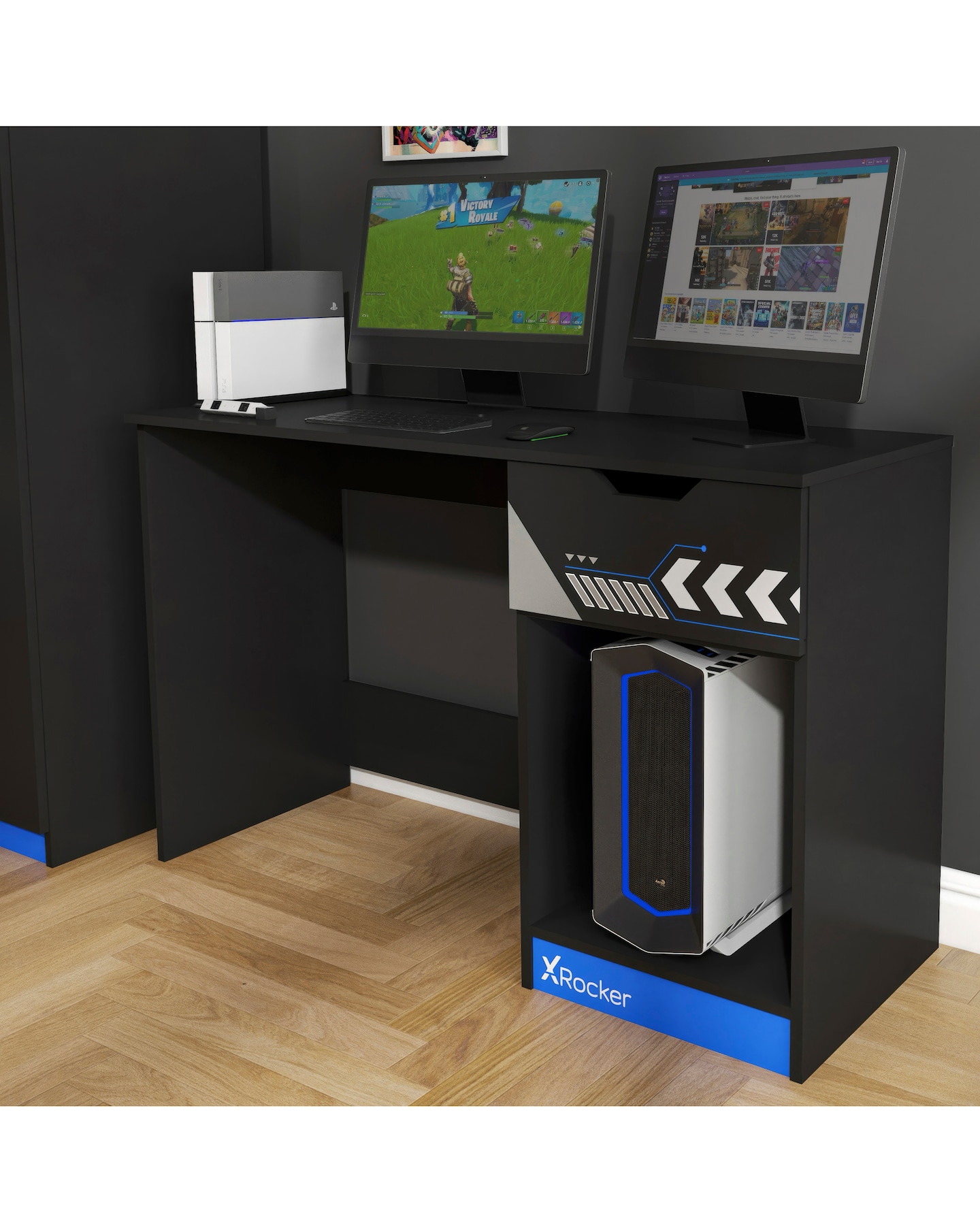 Octane Gaming Desk with Drawer Blue